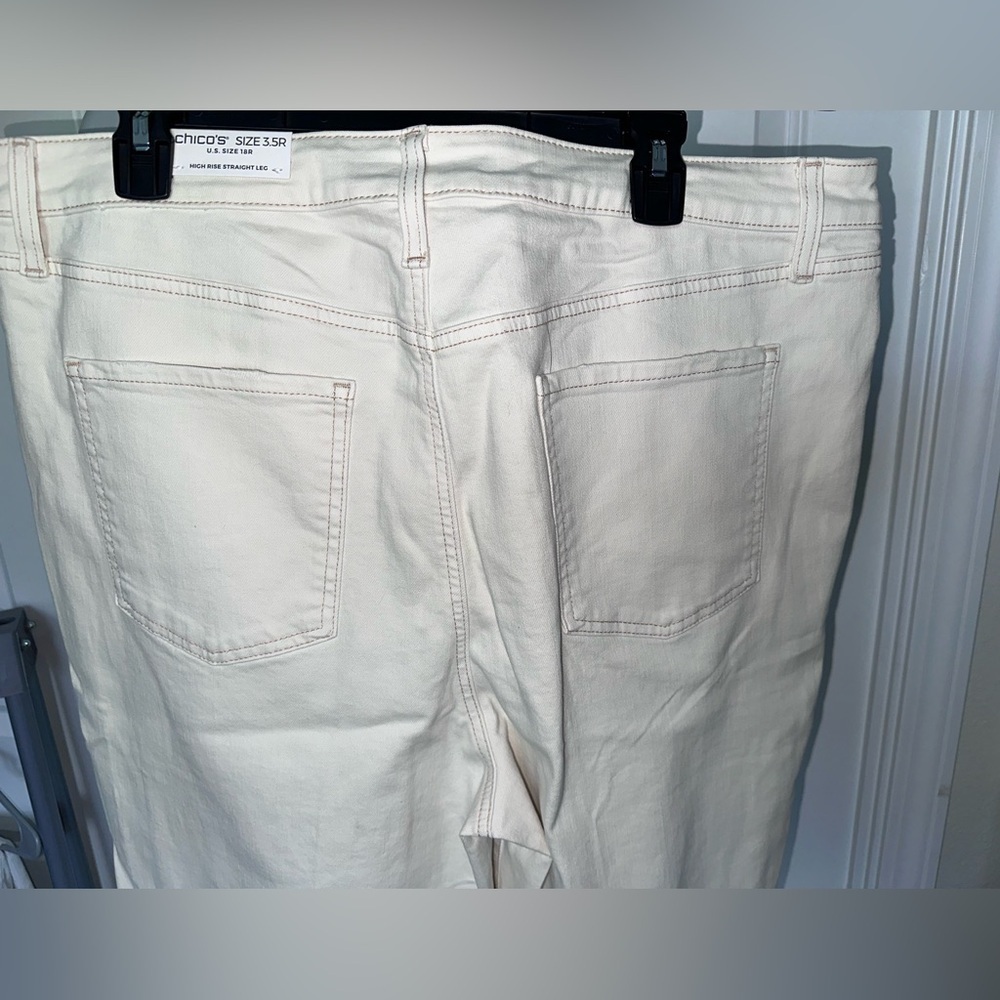 Chico's High Rise Straight Leg Cream Jeans